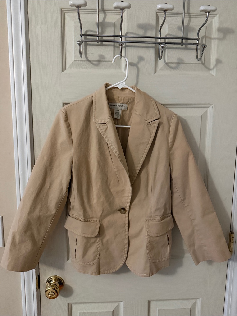 Banana Republic Tan Single-Button Cotton Blazer